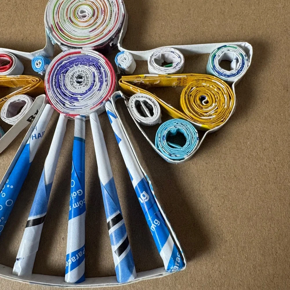 Handmade Quilled Paper Angel Ornament Holiday Recycled Sustainable Folk Art‎